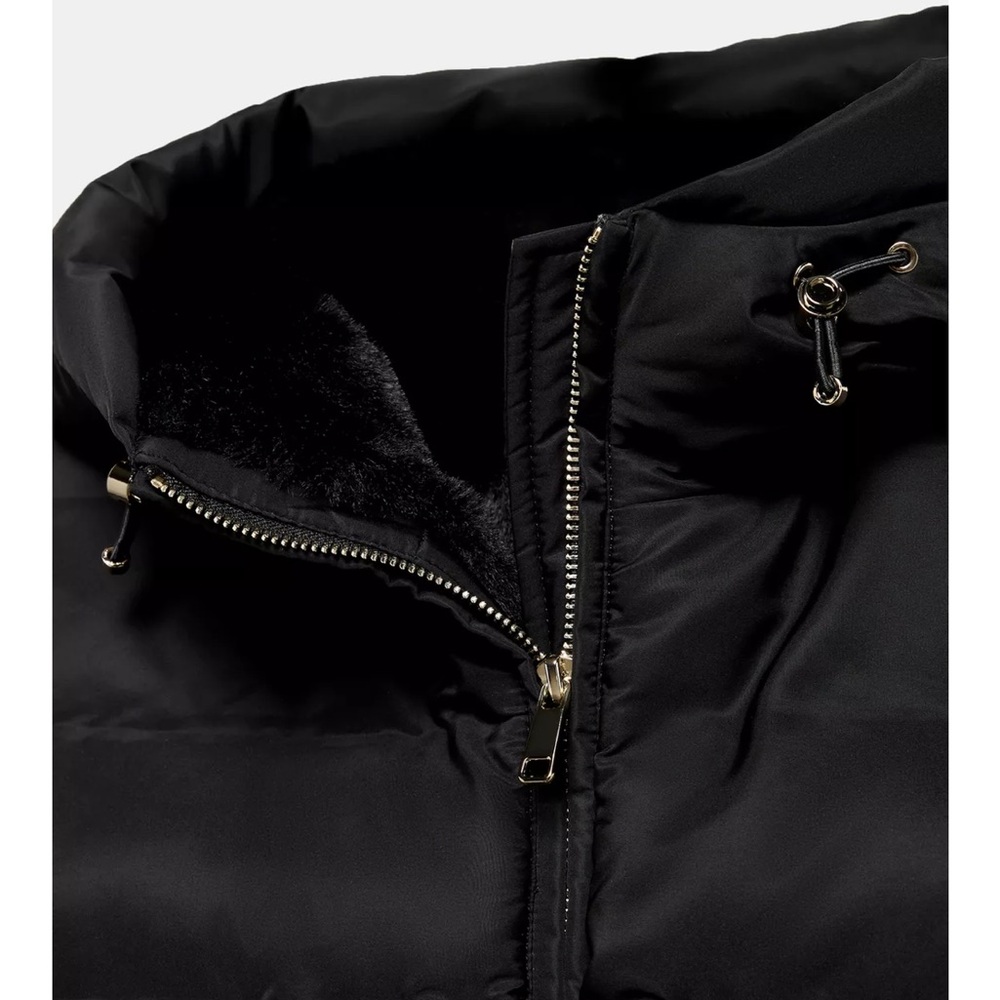 Zara NWT short fitted belted puffer windproof waterproof anorak black 8073/222 - Picture 6 of 10